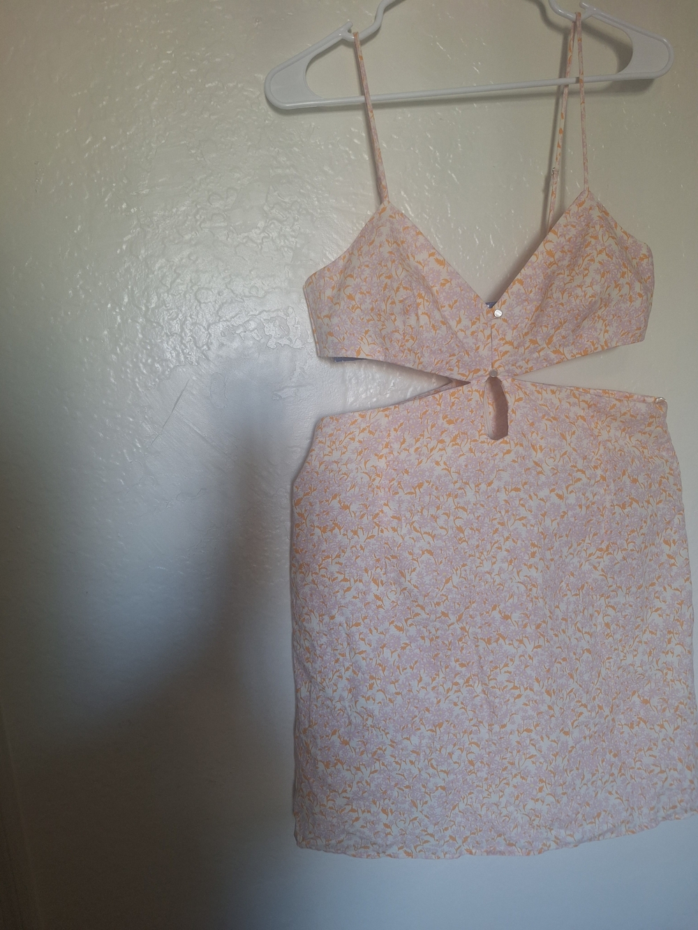 Zara Pink and Peach Floral Cutout Mini Dress